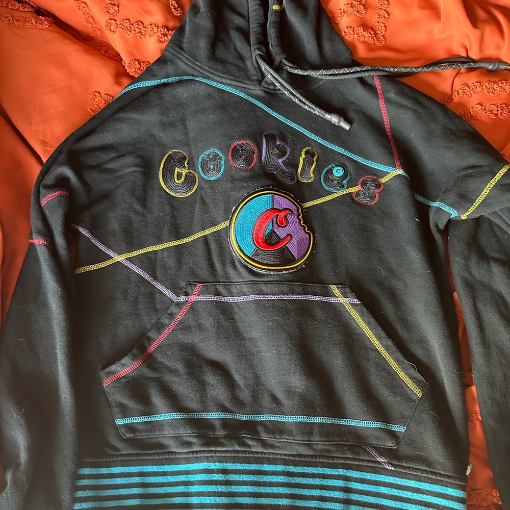 Cookie Hoodie with Colorful Graphic Design RARE Black vintage -A